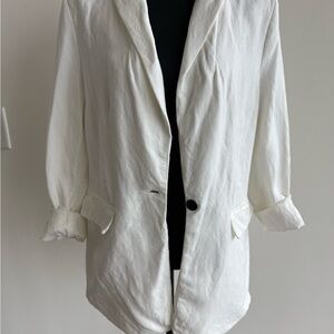 H&M Classic White Linen Blazer